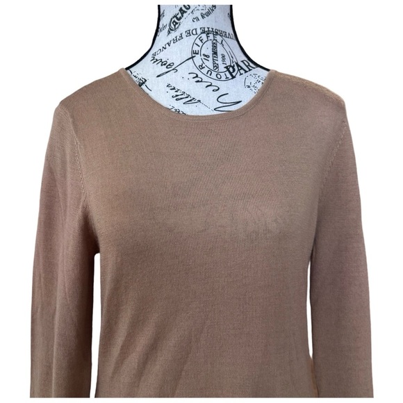 Yansi Fugel Women’s Crew Neck Sweater. Camel (Tan). Medium - Picture 7 of 9
